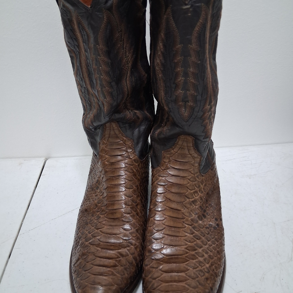 Tony Lama Brown and Black Python Western Boots
